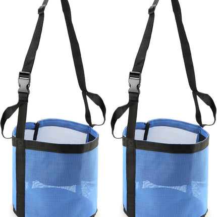 2 Pack Horse Feed Bag for Grain - Durable Mesh Grain Feeder with Adjustable Strap, Comfortable Neck and Nose Pad Horse Muzzle Feed Bag, for Feeding Grain, Powder, Supplements, Blue