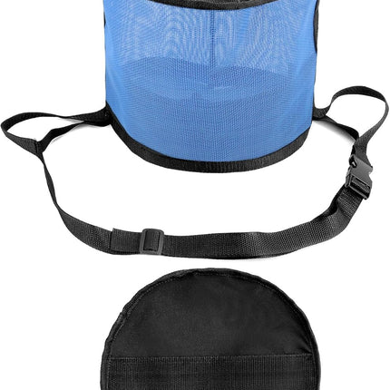 2 Pack Horse Feed Bag for Grain - Durable Mesh Grain Feeder with Adjustable Strap, Comfortable Neck and Nose Pad Horse Muzzle Feed Bag, for Feeding Grain, Powder, Supplements, Blue