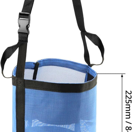 2 Pack Horse Feed Bag for Grain - Durable Mesh Grain Feeder with Adjustable Strap, Comfortable Neck and Nose Pad Horse Muzzle Feed Bag, for Feeding Grain, Powder, Supplements, Blue
