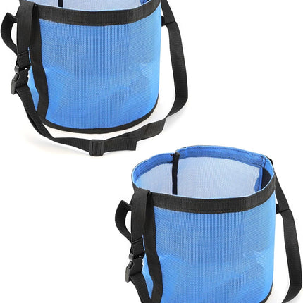 2 Pack Horse Feed Bag for Grain - Durable Mesh Grain Feeder with Adjustable Strap, Comfortable Neck and Nose Pad Horse Muzzle Feed Bag, for Feeding Grain, Powder, Supplements, Blue