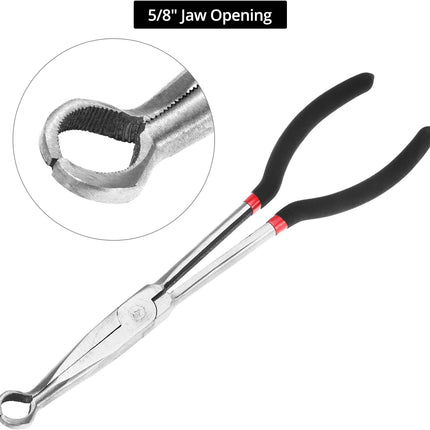 Offset Spark Plug Boot Removal Plier - 5/8" Opening, 11" and 16" Length, Offset Tip for Tight Spots, Protects Wire Boots