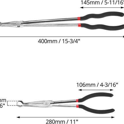Offset Spark Plug Boot Removal Plier - 5/8" Opening, 11" and 16" Length, Offset Tip for Tight Spots, Protects Wire Boots