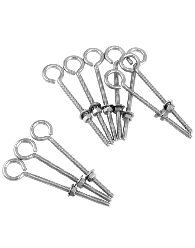 Eye Bolts 10 Pack 1/4 x 4 Stainless Steel Long Threaded Eyebolts with Nuts for Hanging or Securing Cables – product detail