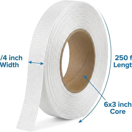 3/4" x 250' Woven Polyester Cord Strap – Strong 2400 lb Strength for Pallet, Bundling & Packaging