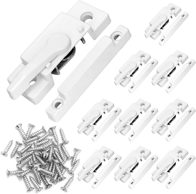 10 Pack Sliding Window Sash Locks Cam Action White Double Hung Window Sash Lock for Vertical and Horizontal
