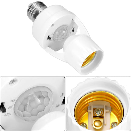 Motion Sensor Light Socket Adapter - 4 Pack E26/E27 Compatible, Adjustable Timing & Lux, Auto Motion Sensor Light Sockets Security Light Bulb Socket for Basements, Garages, Door Porch