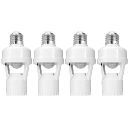 Motion Sensor Light Socket Adapter - 4 Pack E26/E27 Compatible, Adjustable Timing & Lux, Auto Motion Sensor Light Sockets Security Light Bulb Socket for Basements, Garages, Door Porch
