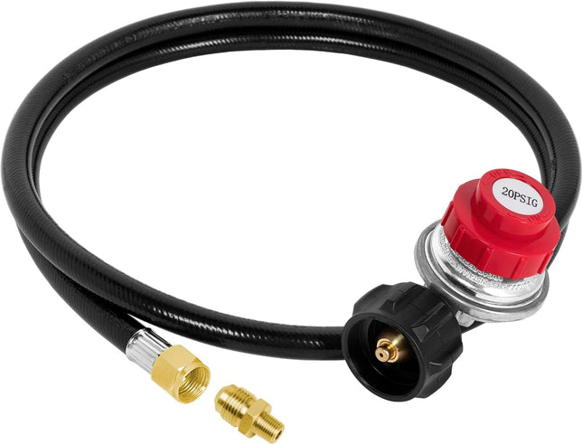 0-20 PSI Adjustable Propane Regulator and Hose with Brass Adapter 5 Feet Gas Burner Hose V1258-DP02-C-219
