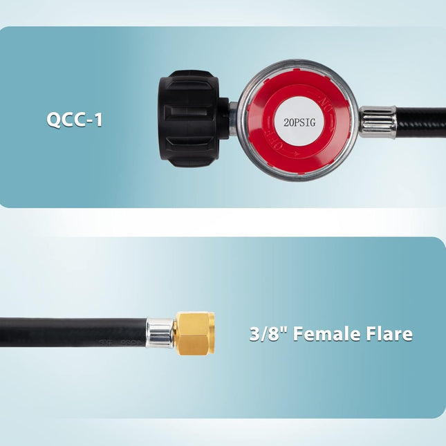 0-20 PSI Adjustable Propane Regulator and Hose with Brass Adapter 5 Feet Gas Burner Hose – product detail