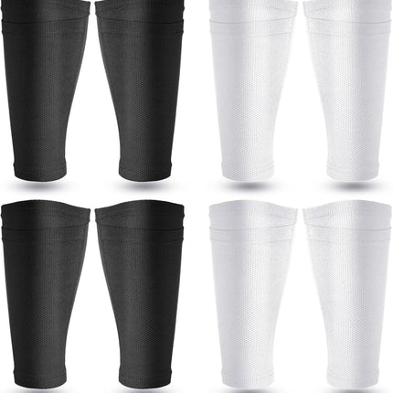Soccer Shin Guards Sleeves 4 Pairs Flexible Soccer Shin Guard Leg Performance Support Polyester Soccer Shin Guard Sleeve Holder with Pocket for Soccer Sport