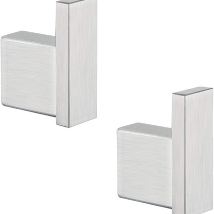 Brushed Nickel Towel Hook for Bathroom Square Modern Wall Mounted Robe Hook Coat Hooks Wall Hook Contemporary Bath Towel Hooks SUS304 Stainless Steel (2 Pack).96009-8BS