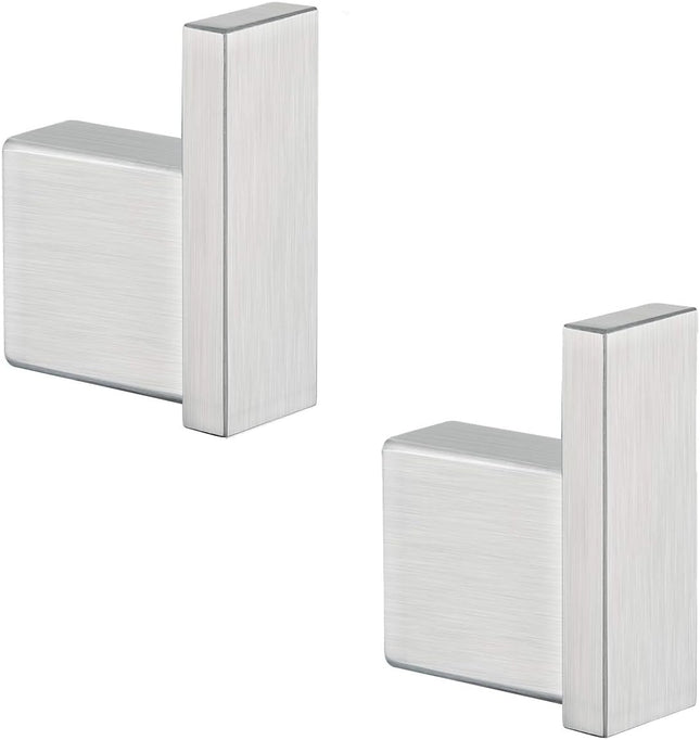 Brushed Nickel Towel Hook for Bathroom Square Modern Wall Mounted Robe Hook Coat Hooks Wall