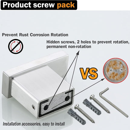 Brushed Nickel Towel Hook for Bathroom Square Modern Wall Mounted Robe Hook Coat Hooks Wall Hook Contemporary Bath Towel Hooks SUS304 Stainless Steel (2 Pack).96009-8BS