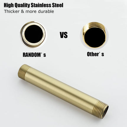 Shower Arm with Flange,Gold 4 Inches Ceiling Mount Shower Head Extension Arm Straight Arm Ceiling-Mounted For Fixed Shower Head,Brushed Gold.RD91038-4BG