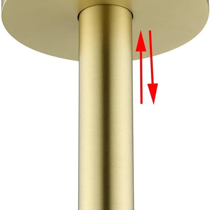 Shower Arm with Flange,Gold 4 Inches Ceiling Mount Shower Head Extension Arm Straight Arm Ceiling-Mounted For Fixed Shower Head,Brushed Gold.RD91038-4BG
