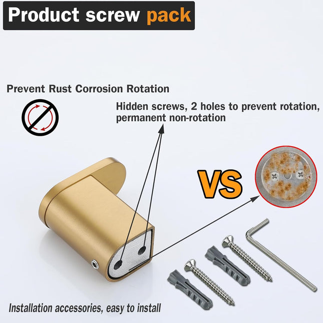 Champagne Bronze Towel Hooks for Bathrooms Wall Mount Coat Hooks SUS304 Stainless Steel Hand Towel Robe – product detail