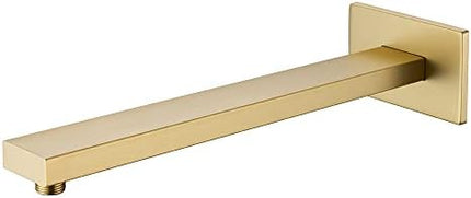 16 Inch Brushed Gold Shower Arm with Flange and Teflon Tape,Thicken Stainless Steel Extension Extender Pipe for Fixed Rain Shower Head,Extra Long High Rise Shower Head Extension Arm.91118-16BG