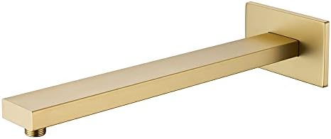 16 Inch Brushed Gold Shower Arm with Flange and Teflon Tape Thicken Stainless Steel Extension