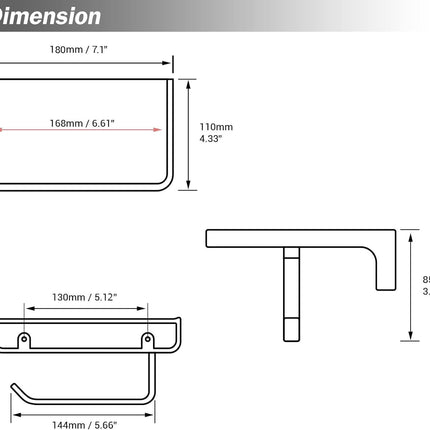 Toilet Paper Holder with Shelf Brushed Nickel Toilet Paper Dispensers Solid Metal Tissue Holder Wall Mounted Toilet Paper Roll Holder.RD93008-BN