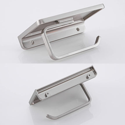 Toilet Paper Holder with Shelf Brushed Nickel Toilet Paper Dispensers Solid Metal Tissue Holder Wall Mounted Toilet Paper Roll Holder.RD93008-BN