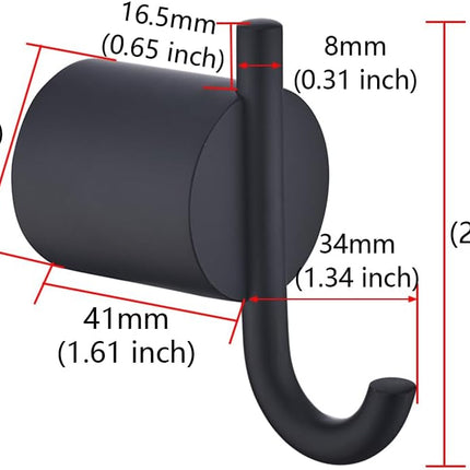 Matte Black Towel Hook for Bathroom Modern Black Hooks for Wall SUS304 Stainless Steel Robe Coat Hook.RD96068-8MB-2