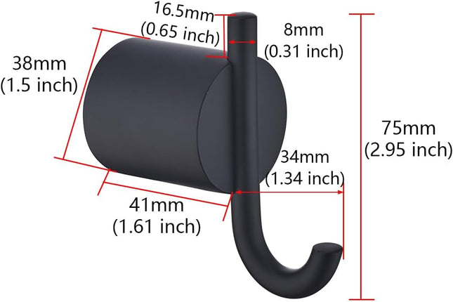 Matte Black Towel Hook for Bathroom Modern Black Hooks for Wall SUS304 Stainless Steel Robe Coat – product detail