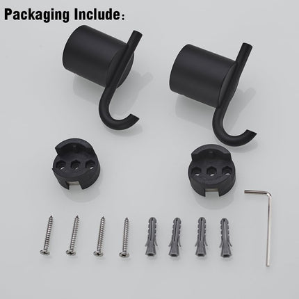 Matte Black Towel Hook for Bathroom Modern Black Hooks for Wall SUS304 Stainless Steel Robe Coat Hook.RD96068-8MB-2