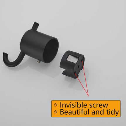 Matte Black Towel Hook for Bathroom Modern Black Hooks for Wall SUS304 Stainless Steel Robe Coat Hook.RD96068-8MB-2