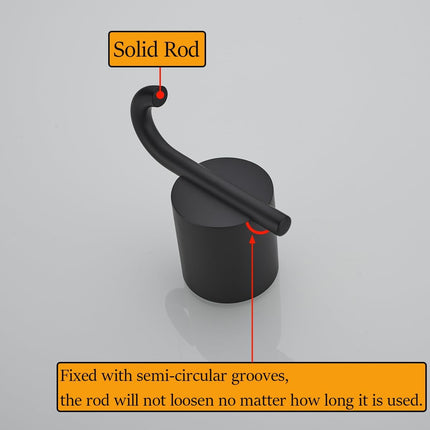 Matte Black Towel Hook for Bathroom Modern Black Hooks for Wall SUS304 Stainless Steel Robe Coat Hook.RD96068-8MB-2