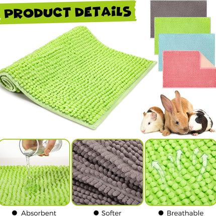 8 Pcs Guinea Pig Cage Liner for Guinea Pig Cage Bedding Reusable Rabbit Mat Pad Washable Training Pad Animal Sleeping Bedding Mat(16x12'',Gray, Green, Pink, Blue)