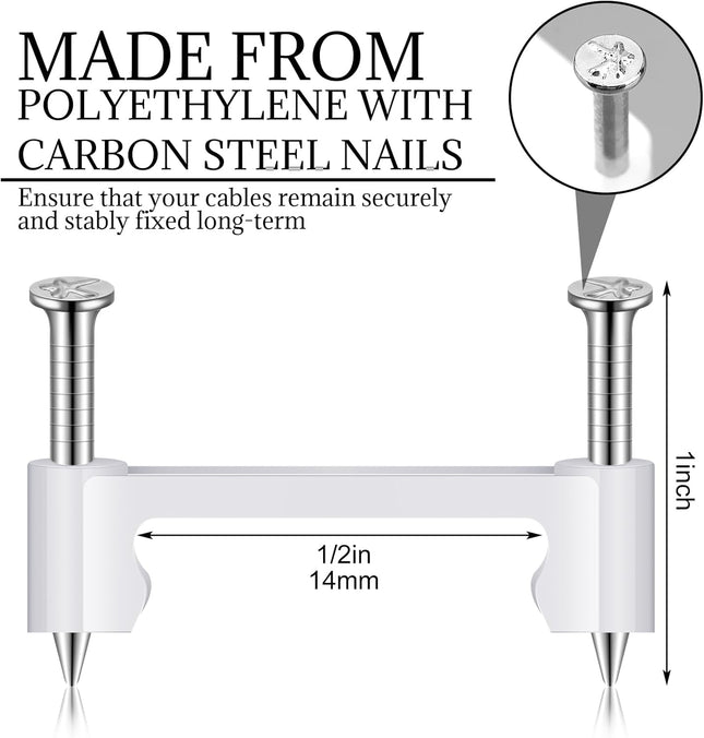 500 Cable Clips 2 Steel Nails Polyethylene Electrical Wire Staples Electrical Wire Staples for Securing – product detail