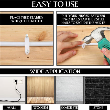 500 Cable Clips 2 Steel Nails Polyethylene Electrical Wire Staples Electrical Wire Staples for Securing NM Non Metallic Cable to Wall Ceiling Floor Cement, White (1/2 Inch)