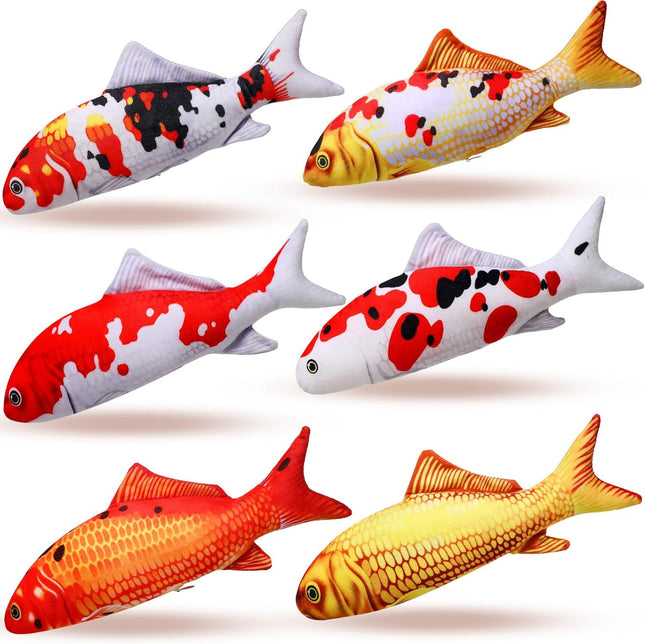 6 Pcs 12 Inch Fish-Shaped Soft Cat Cushions Pillow Realistic Pet Carp Play Pillow for Cats Birthday