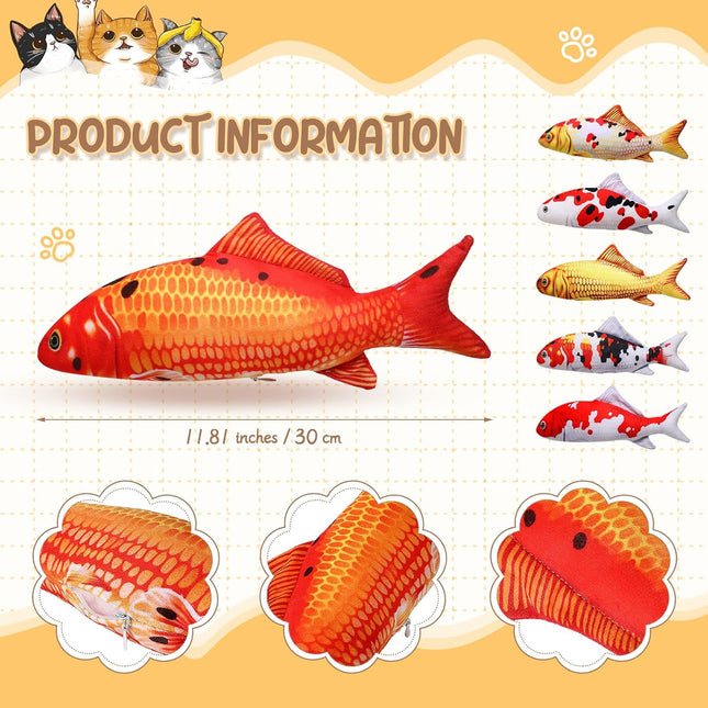 6 Pcs 12 Inch Fish-Shaped Soft Cat Cushions Pillow Realistic Pet Carp Play Pillow for Cats Birthday – product detail