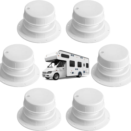 6 Pcs RV Plumbing Vent Cap RV Roof Vent Cover Replacement Sewer Cap for 1 to 2 3/8 Inch Camper Pipe Round Covers for Roof for Trailer Motorhome(White)
