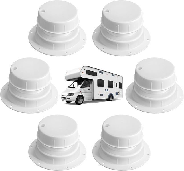 6 Pcs RV Plumbing Vent Cap RV Roof Vent Cover Replacement Sewer Cap for 1 to 2 3/8 Inch Camper Pipe Round