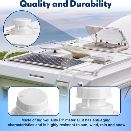 6 Pcs RV Plumbing Vent Cap RV Roof Vent Cover Replacement Sewer Cap for 1 to 2 3/8 Inch Camper Pipe Round Covers for Roof for Trailer Motorhome(White)