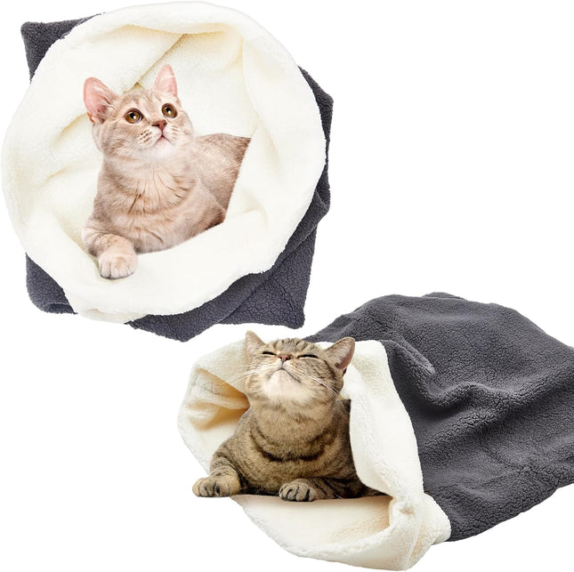 2 Pcs Cat Bed Cave Cat Sleeping Bag Kitten Bed Sack pet Cave Warming Pad Sack PET Mat for Kitten Puppy