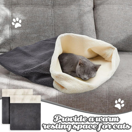 2 Pcs Cat Bed Cave Cat Sleeping Bag Kitten Bed Sack pet Cave Warming Pad Sack PET Mat for Kitten Puppy Small Dogs, 24 x 22 Inch