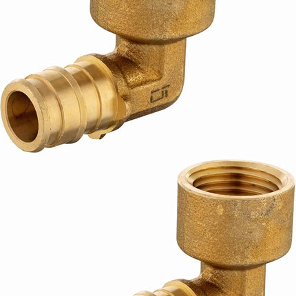 2-Pack  Pex A Expansion Brass Fittings 1/2"x 1/2" NPT Female Elbow For Pex-A Tube Connection, ASTM F1960,(PEX1960100)