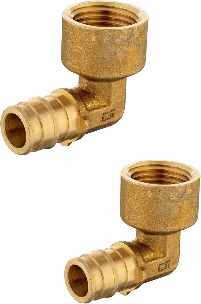 2-Pack Pex A Expansion Brass Fittings 1/2 x 1/2 NPT Female Elbow For Pex-A Tube Connection ASTM F1960