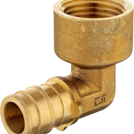2-Pack  Pex A Expansion Brass Fittings 1/2"x 1/2" NPT Female Elbow For Pex-A Tube Connection, ASTM F1960,(PEX1960100)
