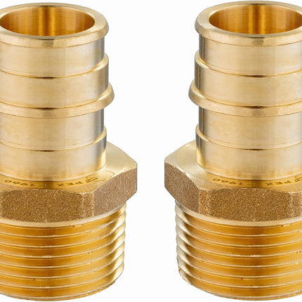 (Pack of 2)  Pex A Full Flow Expansion Brass Fittings 1"x 1" Male NPT Adapter, ASTM F1960,(PEX1960019)