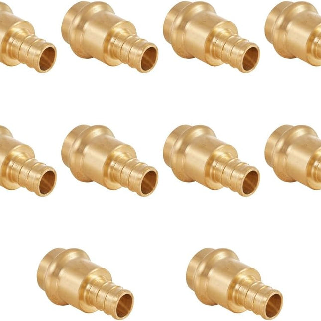 (Pack of 10)  1/2" Copper Press X 1/2" PEX Crimp Coupling Brass Adapter, for Copper and PEX Pipe Connection (PEX1807344)
