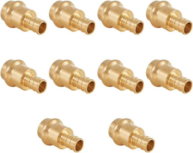 (Pack of 10) 1/2 Copper Press X 1/2 PEX Crimp Coupling Brass Adapter for Copper and PEX Pipe Connection
