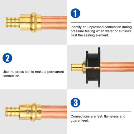 (Pack of 10)  1/2" Copper Press X 1/2" PEX Crimp Coupling Brass Adapter, for Copper and PEX Pipe Connection (PEX1807344)