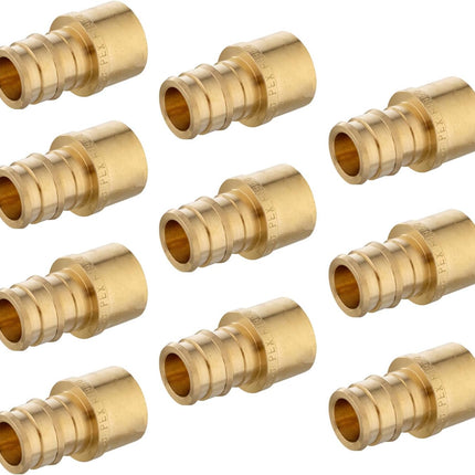 (Pack of 10)  Pex A Full Flow Expansion Brass Fittings 1/2"x 1/2" Female Sweat Adapter, ASTM F1960,(PEX1960052)