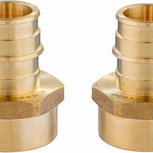 (Pack of 2)  Pex A Full Flow Expansion Brass Fittings 1 inch x 1 inch Female NPT Adapter F1960 For Pex A Tubing Pipe Only,(PEX1960029)