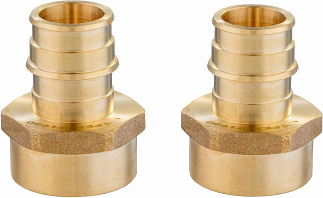 (Pack of 2) Pex A Full Flow Expansion Brass Fittings 1 inch x 1 inch Female NPT Adapter F1960 For Pex A