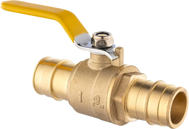 1 Inch Brass Full Port Ball Valve For Pex-A Pipe ASTM F1960 Expansion Connection Only Yellow Handle